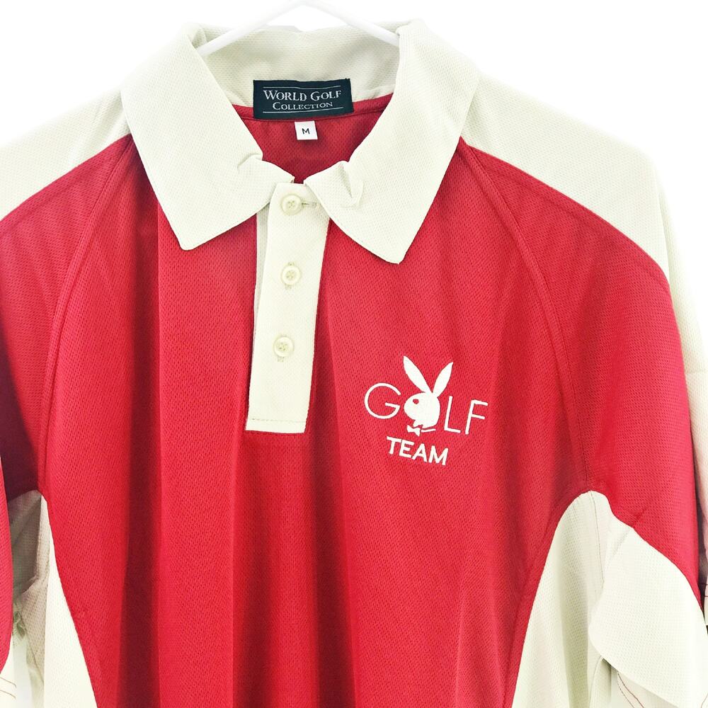 Playboy Golf Polo Shirt Rust Red Tan Moisture Wick Quick Dry Breathable
